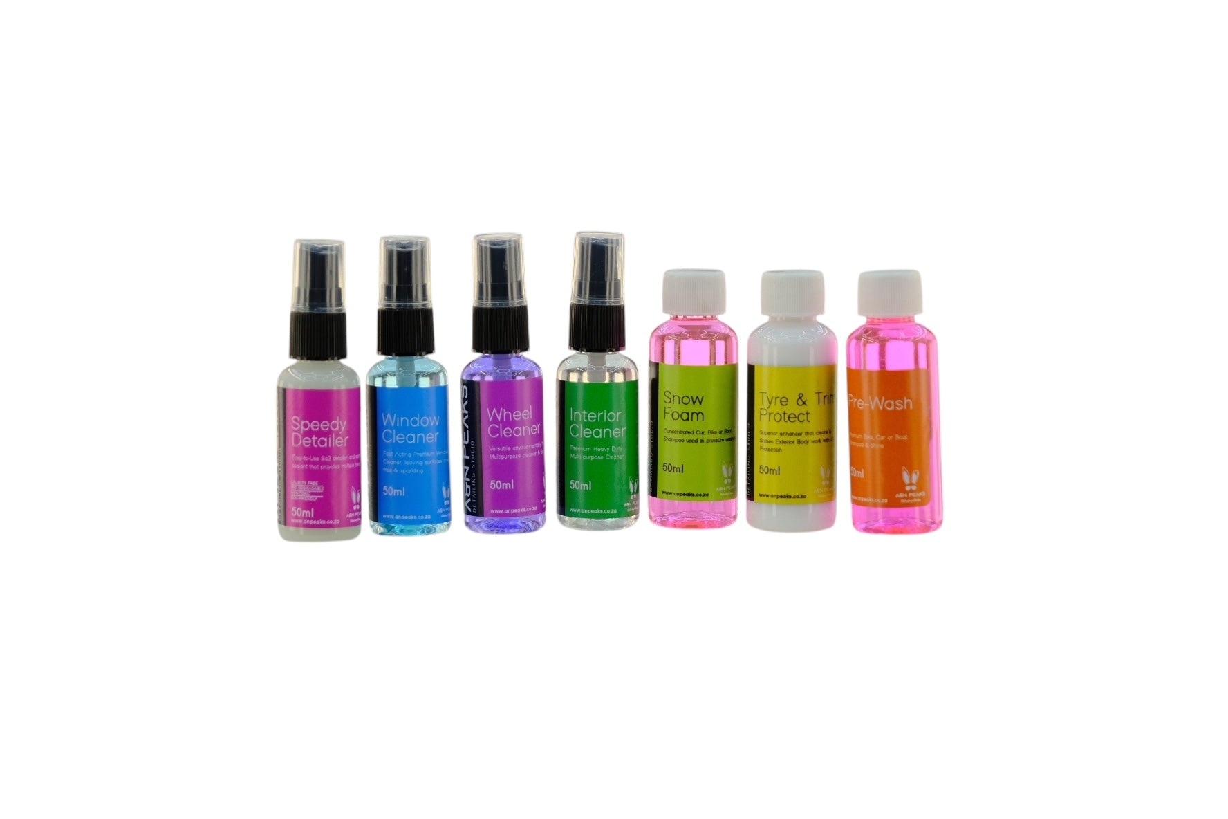 Test Before You Invest : Try a variety of our products in smaller quantities to find your perfect fit. They are  convenient and Compact : Designed to be easy to store and travel with, you can detail your car anywhere. Products you will receive: 50ml Pre Wash, 50ml Snow Foam, 50ml Tyre & Trim Protect, 50ml Speedy Detailer, 50ml Window Cleaner, 50ml Wheel Cleaner, 50ml Interior Cleaner. Transform your car care routine with our Detailing Sample Kit and discover the difference quality makes. Order yours today!