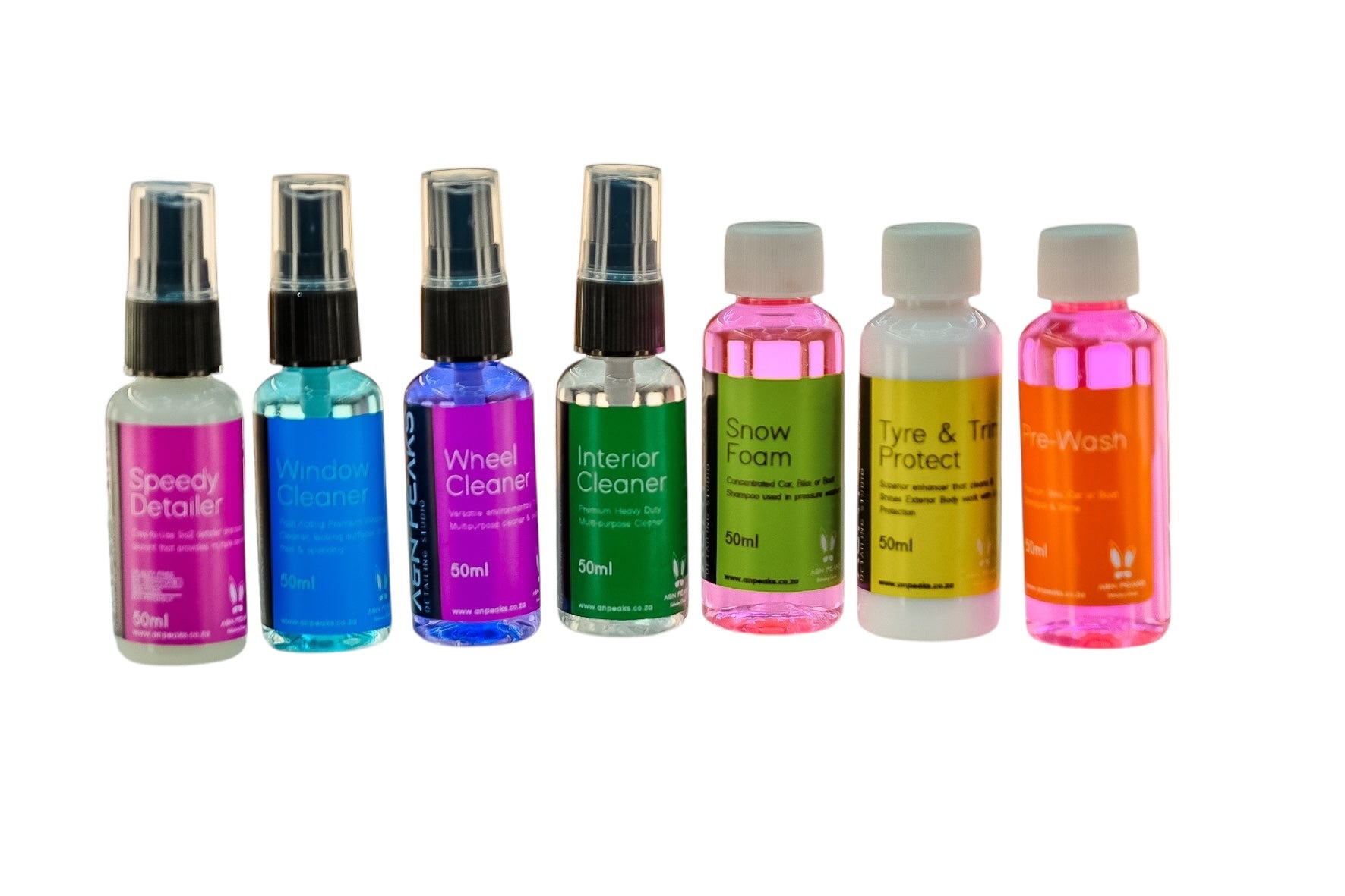 Test Before You Invest : Try a variety of our products in smaller quantities to find your perfect fit. They are  convenient and Compact : Designed to be easy to store and travel with, you can detail your car anywhere. Products you will receive: 50ml Pre Wash, 50ml Snow Foam, 50ml Tyre & Trim Protect, 50ml Speedy Detailer, 50ml Window Cleaner, 50ml Wheel Cleaner, 50ml Interior Cleaner. Transform your car care routine with our Detailing Sample Kit and discover the difference quality makes. Order yours today!